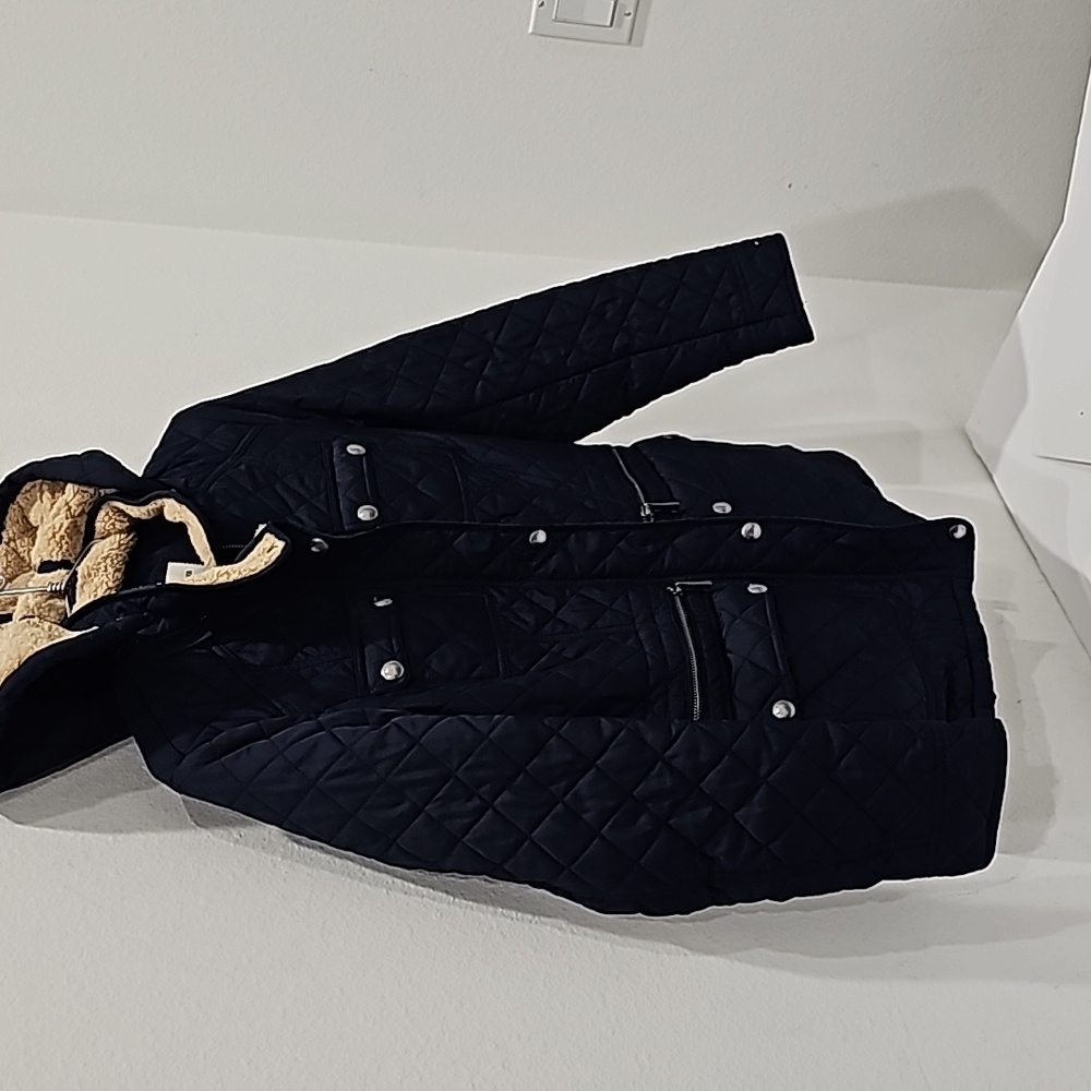 Tommy Hilfiger Diamond Puffer hoodie Jacket Coat Size XS navy blue - Picture 4 of 16